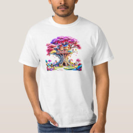 Maison perchée dans un arbre magique. t shirt