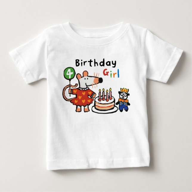 Maisy Birthday Girl, 4 år gammal T Shirt (Framsida)