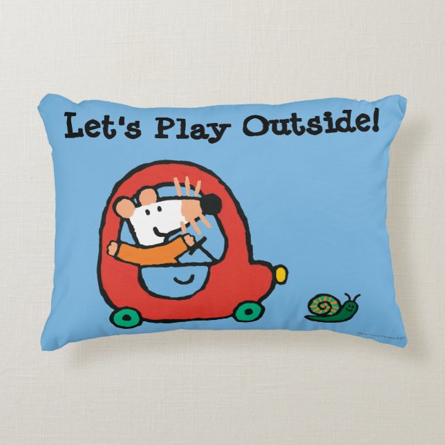 Maisy driver en Cute Red Car Prydnadskudde (Framsidan)