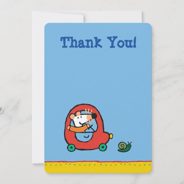 Maisy driver en Cute Red Car Tack Kort (Framsida)