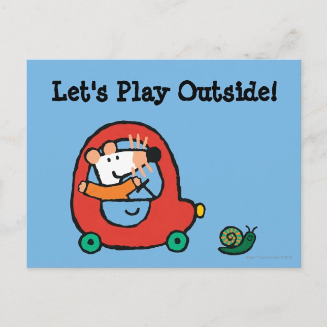 Maisy driver en Cute Red Car Vykort (Framsida)