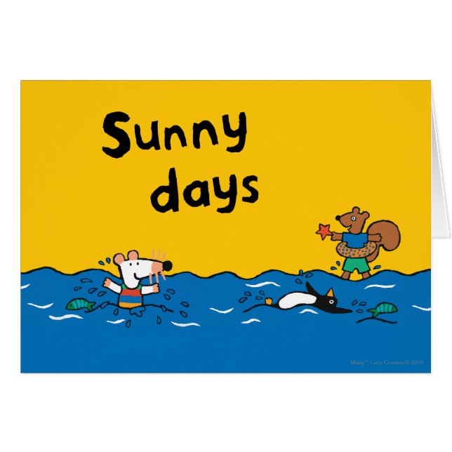 Maisy går att simma på stranden hälsningskort (Framsidan Horizontal)