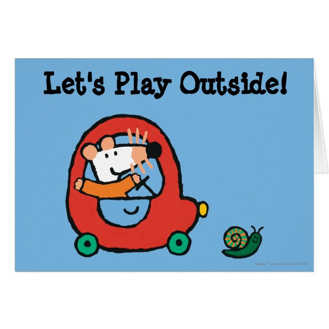 Maisy kör en gullig röd bil hälsningskort (Framsidan Horizontal)