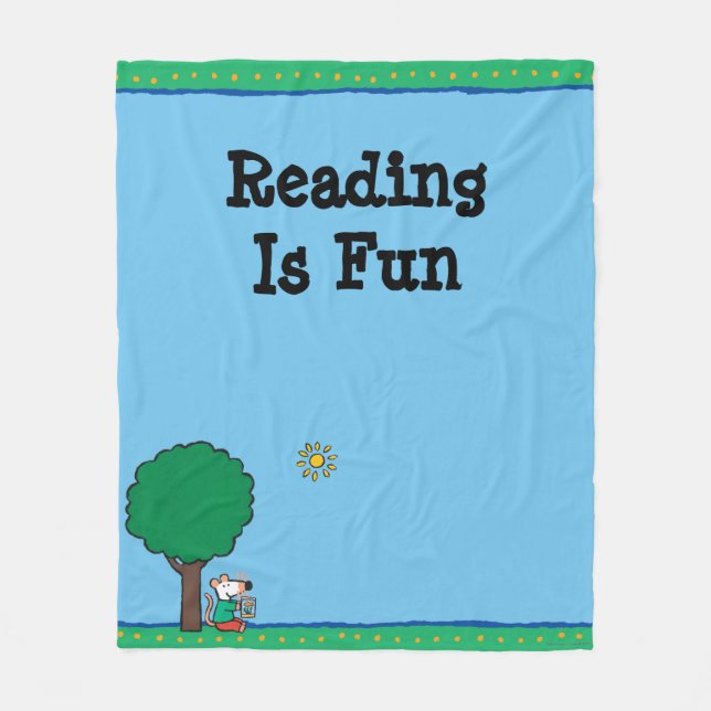 Maisy läser henne bibliotekboken utanför fleecefilt (Framsidan)