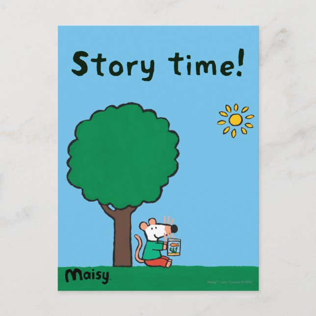 Maisy läser hennes Bibliotek Bok utanför Vykort (Framsida)