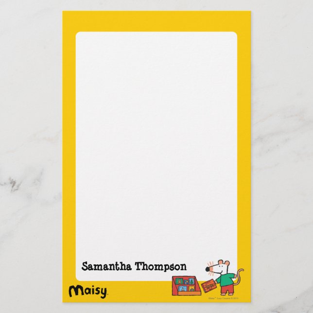Maisy med bibliotekbokar brevpapper (Framsida)