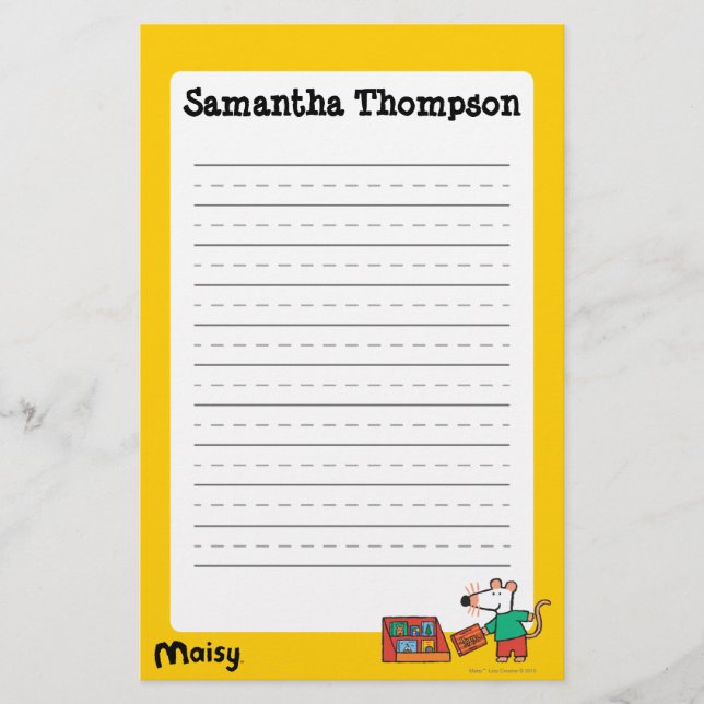 Maisy med bibliotekbokar brevpapper (Framsida)