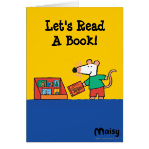 Maisy med bibliotekbokar hälsningskort