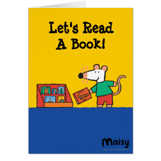 Maisy med bibliotekbokar hälsningskort