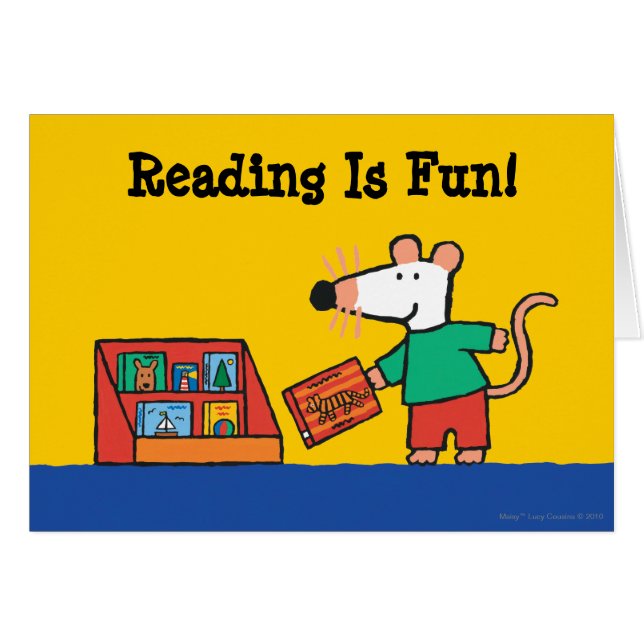 Maisy med bibliotekbokar hälsningskort (Framsidan Horizontal)