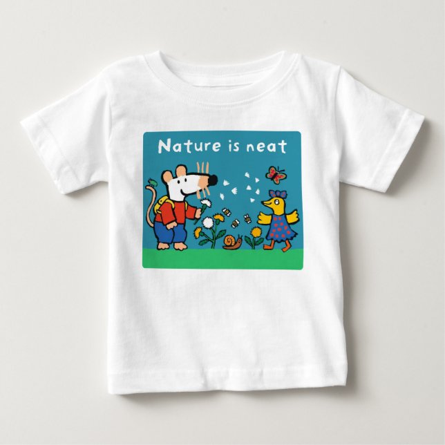 Maisy Nature är Neat, vit text T Shirt (Framsida)