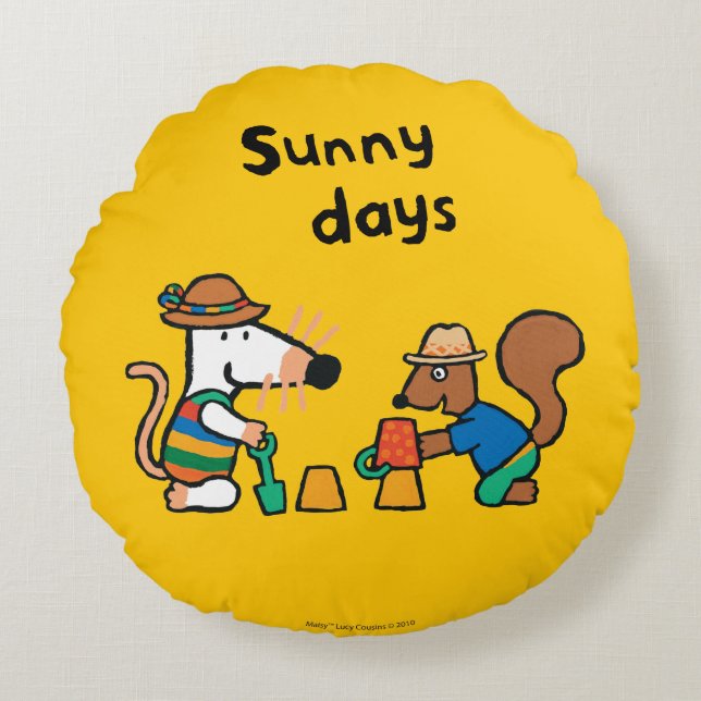 Maisy och Cyril bygger ett Sandslott Rund Kudde (Framsidan)