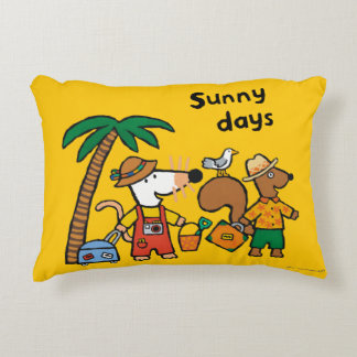 Maisy och Cyril med palmträdet på stranden Prydnadskudde