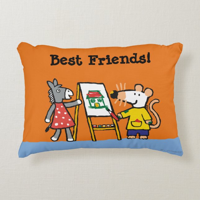 Maisy och Dotty målar på förskole- Prydnadskudde (Framsidan)