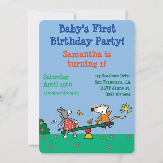 Maisy och Dotty Seesaw på lekplatsen Inbjudningar (Framsida)