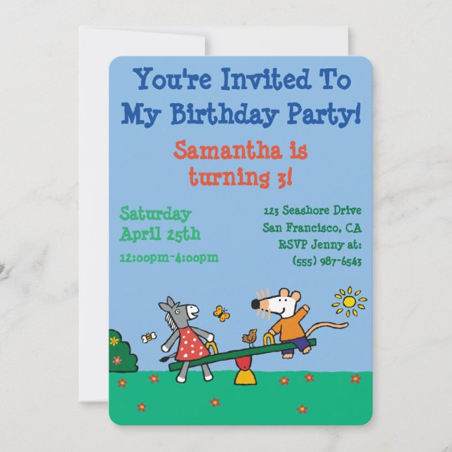 Maisy och Dotty Seesaw på lekplatsen Inbjudningar (Framsida)