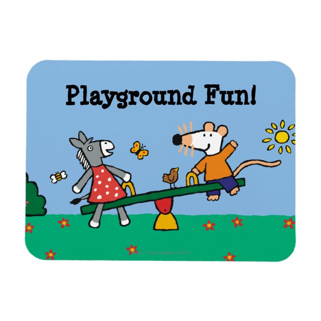 Maisy och Dotty Seesaw på Playground Magnet (Horisontell)