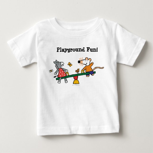 Maisy och Dotty Seesaw på Playground Tee Shirt (Framsida)