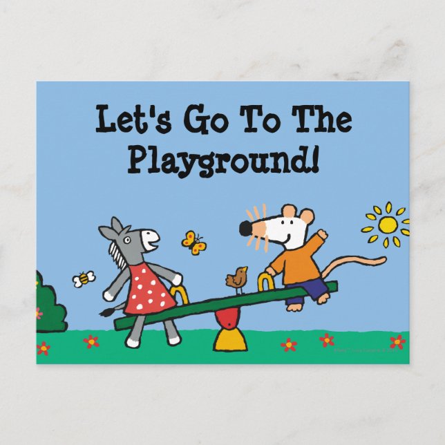 Maisy och Dotty Seesaw på Playground Vykort (Framsida)