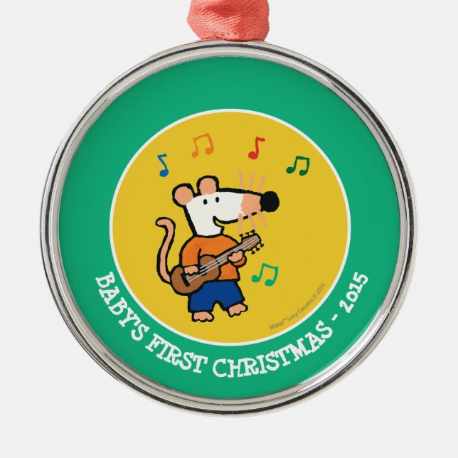 Maisy och vänlek i musikbandet julgransprydnad metall (Framsidan)