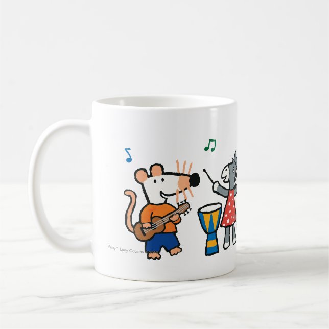 Maisy och vänlek i musikbandet kaffemugg (Vänster)