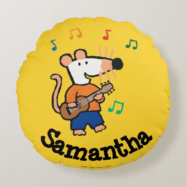 Maisy och vänlek i musikbandet rund kudde (Framsidan)