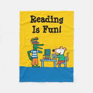 Maisy och vänner tycker om bibliotek fleecefilt
