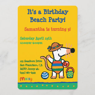 Maisy på Beach Birthday Inbjudningar