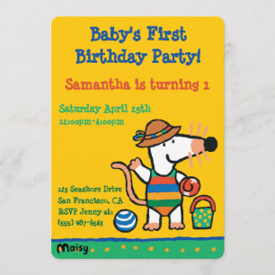 Maisy på Beach Birthday Inbjudningar