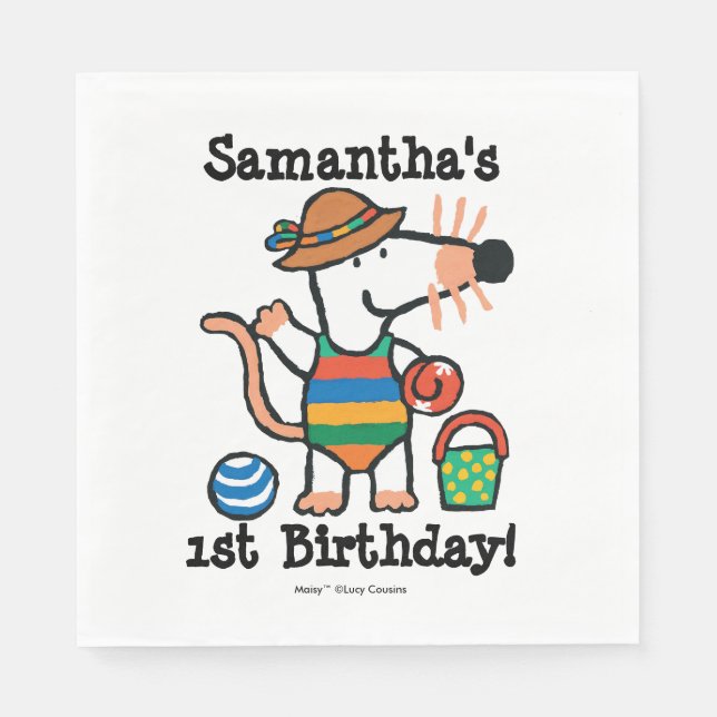 Maisy på Beach Birthday Pappersservett (Framsidan)