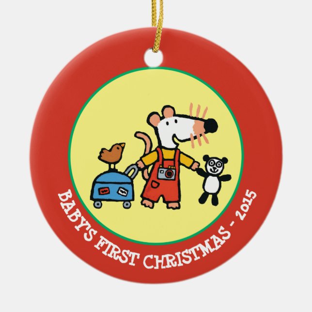 Maisy redo för semester med bagage julgransprydnad keramik (Framsidan)