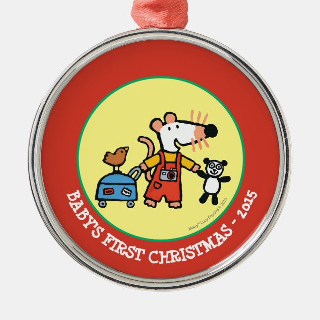 Maisy redo för semester med bagage julgransprydnad metall (Framsidan)