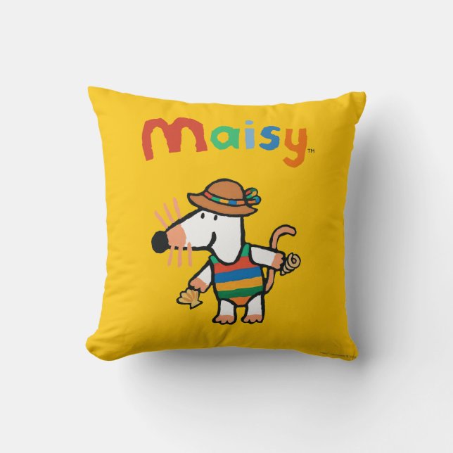 Maisy som samlar snäckor på stranden kudde (Framsida)
