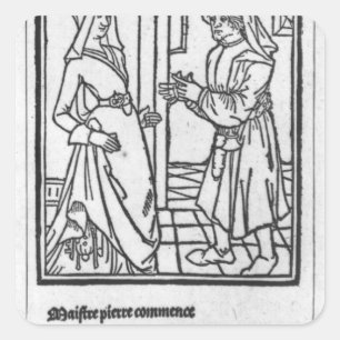 Maitre Pathelin och Guillemette Fyrkantigt Klistermärke