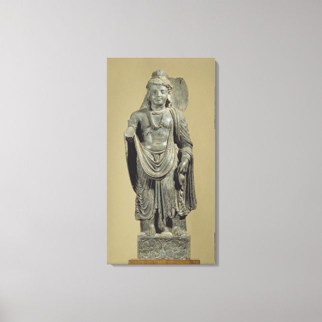 Maitreya, Gandhara (grått schist) Canvastryck (Framsida)