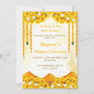 Maiyan Ceremoni Inbjudningskort, Haldi Kort