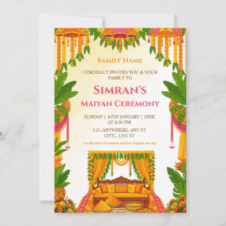 Maiyan Ceremony Invitation Card Inbjudningar