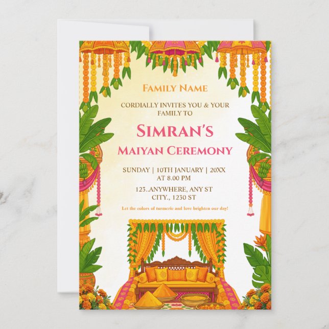 Maiyan Ceremony Invitation Card Inbjudningar (Framsida)