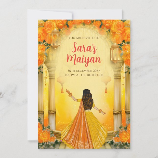 Maiyan-inbjudningar & Haldi-inbjudningar Digitalt Inbjudningar (Framsida)