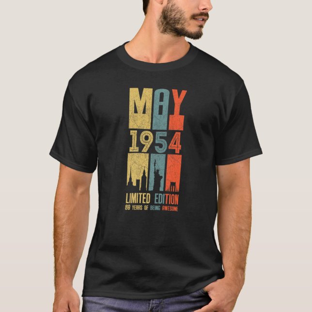 Maj 1954 69 Födelsedag 69 År 1954 Födelsedag Vin T Shirt (Framsida)