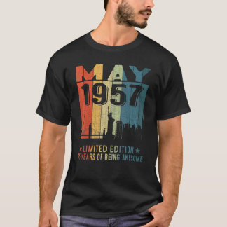 Maj 1957 65e Födelsedag 65 år gammal 1957 födelsed T Shirt
