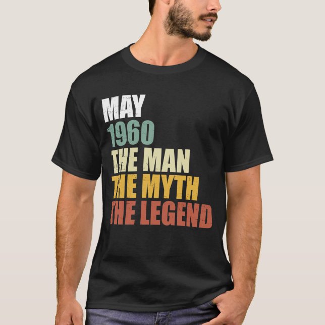 Maj 1960 - Man Myth Legend Birthday Gift T Shirt (Framsida)
