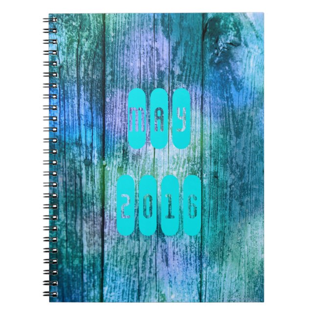 Maj 2016 Lila Turcoise Month Notebook Anteckningsbok (Framsidan)