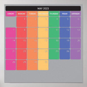 Maj 2023 planer kalender färgdagar poster