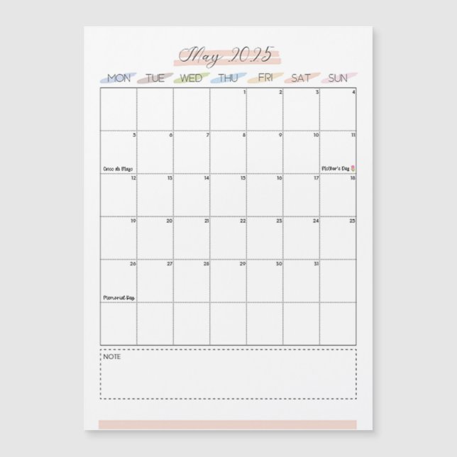 Maj 2025 Magnetisk kalender (Framsida)