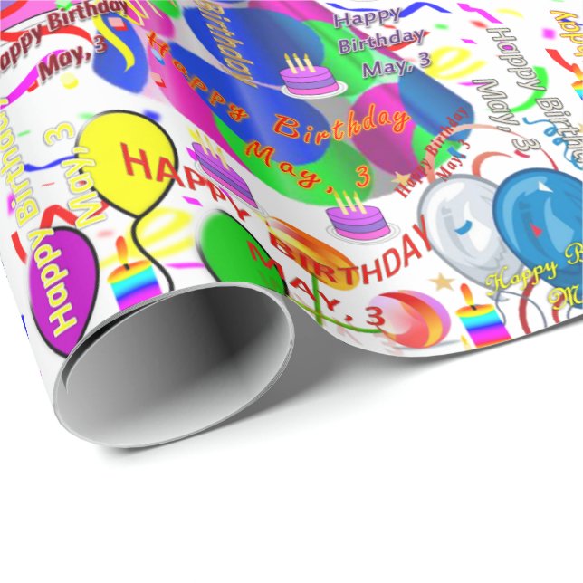 Maj, 3:e födelsedag Papper Presentpapper (Rullad Hörn)