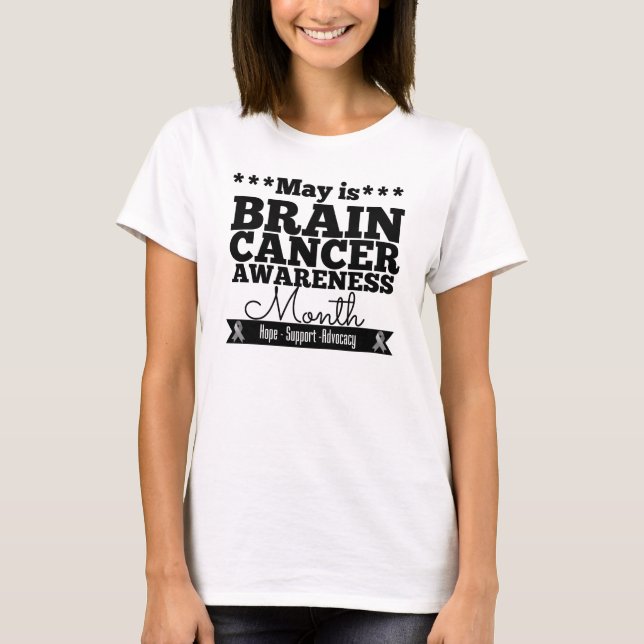 Maj är Brin Cancer Awareness Month Tee Shirt (Framsida)