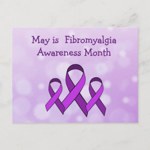 Maj är Fibromyalgi Månad Lila Ribbon Postcard Vykort