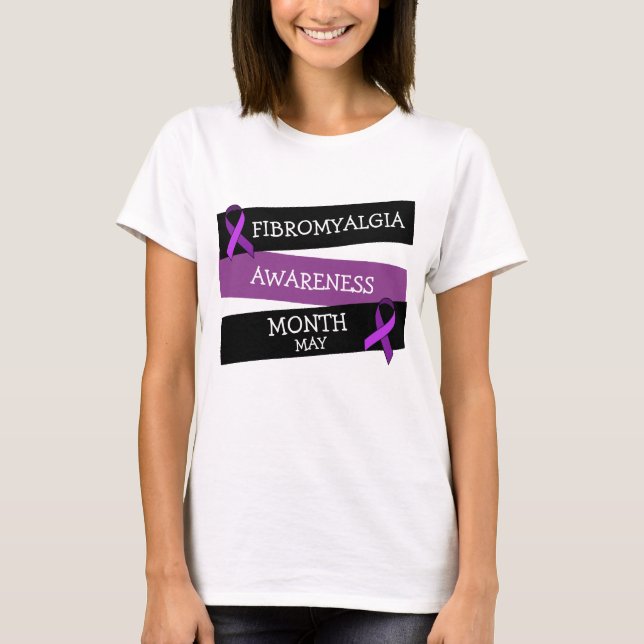 Maj är Fibromyalgia Awareness Month Ribbon Shirt T Shirt (Framsida)