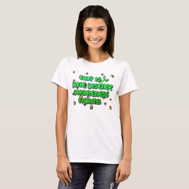 Maj är Lyme Disease Awareness Month t-shirt (Hel framsida)